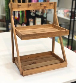 تصویر استند ۲ طبقه آویزدار چوبی 
