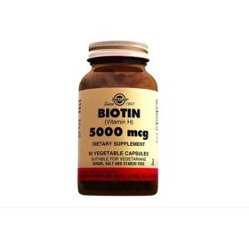 تصویر بیوتین 5000 میکروگرم برند سولگار ۵۰ عدد solgar Biotin 5000 mcg