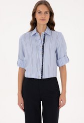 تصویر شومیز زنانه آبی روشن یو اس پولو 