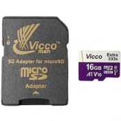 تصویر کارت حافظه micro SD ویکومن مدل Extra 600x با ظرفیت 16 گیگابایت، کلاس 10 Wiccoman Extra 600x micro SD memory card with a capacity of 16 GB, class 10