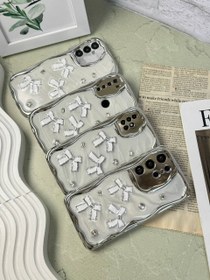 تصویر قاب گوشی کرومی پاپیون برجسته شاینی برای آیفون، سامسونگ و شیائومی Shiny embossed bowknot chrome phone case for iPhone, Samsung and Xiaomi