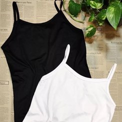 تصویر تاپ زنانه بندی جنس نخ پنبه سایز فری و ۴۶ رنگ مشکی و سفید 