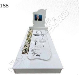 تصویر سنگ قبر نانو باکس دار سفید گل دار 188 