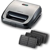 تصویر KENWOOD 3-in-1 Sandwich Maker, Waffle Maker &amp; Grill with 3 Sets of Non Stick Multifunctional Plates for Grilling, Toasted Sandwiches and Waffles SMM02.000SI Silver/Black 