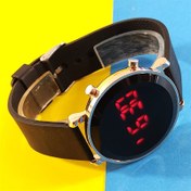 تصویر ساعت مچی LED بند سیلیکونی دکمه دار گرد ا Round Wrist Watch LED Silicone Strap Round Wrist Watch LED Silicone Strap