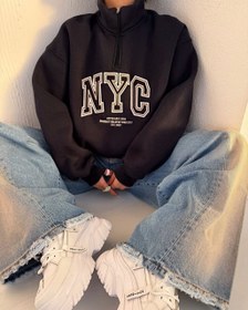 تصویر دورس نیم زیپ پفکی - سبز 