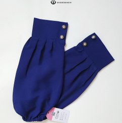 تصویر ساق دست کرپ حریر آبی کاربنی روشن بسیار با کیفیت، با دوام