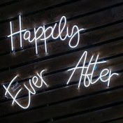 تصویر نئون مینیمال طرح شادمان برای همیشه happy for ever minimal neon