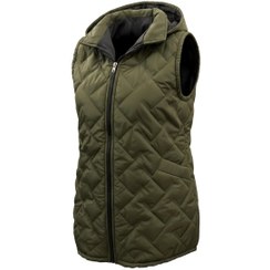 تصویر پافر بلند زنانه کلاه دار سبز زیتونی 