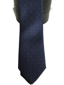تصویر کراوات باریک سرمه ای طرح دار برند d’s damat 