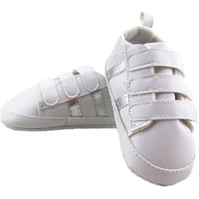 تصویر کفش اسپورت نوزادی سفید چسب دار baby Bee ا baby shoes code:2200/1 baby shoes code:2200/1