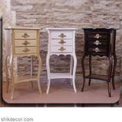 تصویر میز تلفن چوبی سه کشو 