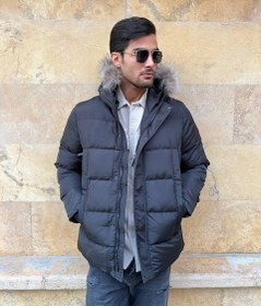 تصویر کاپشن پشم شیشه کلاه دار برند Canada goose مشکی مردانه p۱۴۲ 