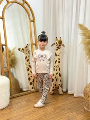 تصویر ست بلوز و شلوار دخترانه پاپیون پلنگی 3 تا 12 سال 