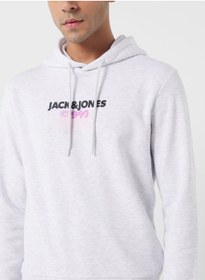 تصویر هودی با لوگوی جربوشویک و بند کشی برند jack & jones Jorbushwick Drawstring Logo Hoodie