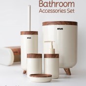 تصویر ست سرویس بهداشتی اطلس مدل سلین۶ تکه طرح چوب 