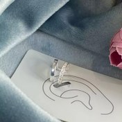 تصویر ایرکاف نقره ۹۲۵ دولاین نگین دار بدون سوراخ گوش 