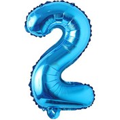 تصویر بادکنک فویلی طرح عدد 2 آبی ا Blue foil balloon number 2 design Blue foil balloon number 2 design