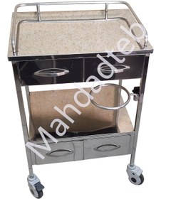 تصویر ترالی دارو استیل کد - MHT44 - 50*70 تمام استیل ضد زنگ 4کشو بالا Stainless steel drug trolley