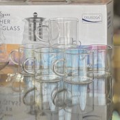 تصویر ست قوری و فنجان پیرکس 