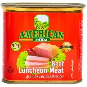 تصویر کنسرو کالباس گوشت گاو آمریکن گرین فارم 340 گرمی American Green Farm Beef Luncheon Meat Canned 340 gr