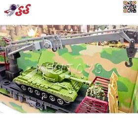 تصویر اسباب بازی نظامی ماشین جنگی تریلی و تانک ارتشی با جرثقیل بزرگ MILITARY EQUIP MENT 99873 