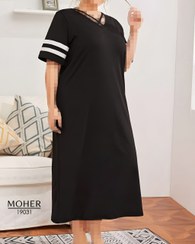 تصویر پیراهن زنانه نخی کشی راحتی یقه ضربدری - فری سایز 