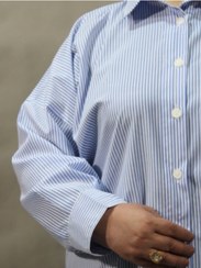 تصویر شومیز راه راه سایز بزرگ 1624 شومیز راه راه آبی