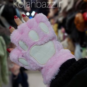 تصویر دستکش پنجه گربه بنفش 