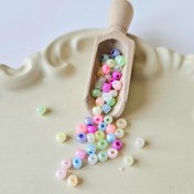 تصویر بسته ۱۰ گرمی منجوق گرد پاستلی در سایزبندی 