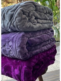 تصویر پتو گلبافت مدل گل برجسته یکنفره سایز 220×160 سانتی متر - سبز سدری GolBaft Embossed Flower Single Blanket – 220×160 cm