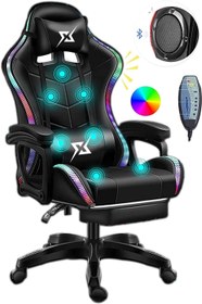 تصویر COOLBABY Game Chair with Footrest and Massage Function Black - ارسال 15 الی 20 روز کاری 