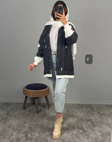 تصویر هودی جین ترکیبی کد 8996 