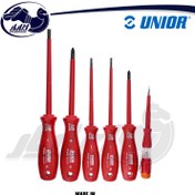 تصویر پیچ گوشتی و فازمتر عایق برق یونیور مدل 603CS6TVDE بسته 6 عددی 