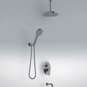 تصویر شیر دوش توکار دایورتوردار هوکلکس مدل 306 - مشکی طلایی مات 