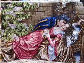 تصویر تابلو فرش نفیس ایرانی- دست بافت-طرح زندگی- بوسه ا Iranian Pictorial Carpet- Handmade-Life Design- Kiss Iranian Pictorial Carpet- Handmade-Life Design- Kiss