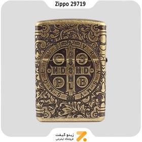 تصویر فندک زیپو مدل Zippo Choice St Benedict Design Antique Brass کد 29719 Zippo Choice St Benedict Design Antique Brass 29719 Lighter