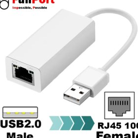 تصویر کارت شبکه USB2.0 به LAN فرانت مدل FN-U2E100 Faranet USB 2.0 To Ethernet Converter 10/100 Mbps Support / FN-U2E100