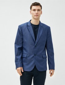 تصویر خرید اینترنتی کت تک مردانه سرمه‌ای کوتون 3SAM50043HW Erkek Blazer Slim Fit Düğme Detaylı Cepli