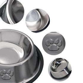 تصویر ظرف استیل آب و غذا سگ و گربه مدل پنجه ا Stainles Steel Colored Bowls For Dogs & Cats Stainles Steel Colored Bowls For Dogs & Cats