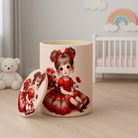 تصویر باکس وسایل دخترانه طرح دختر لباس قرمز 