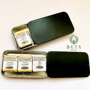 تصویر آبرنگ فوق آرتیست اشمینگ ست سه عددی نیم قرص طلایی آنتیک-طلایی -طلایی سفید با جعبه فلزی 