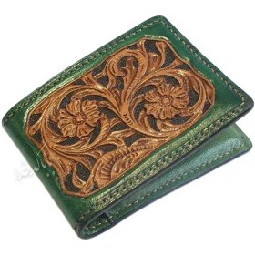 تصویر کیف پول حکاکی چرم مدل رانا 