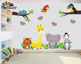 تصویر استیکر اتاق کودک جنگل حیوانات با کد h888 