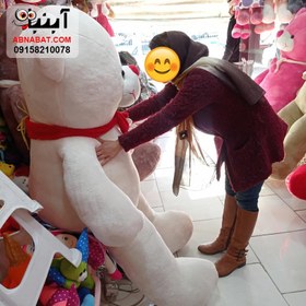 تصویر عروسک خرس دو متری سفید کد 990 2 meters big White bear doll