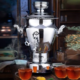 تصویر سماور گازی عالی نسب مدل گنجینه Alinassab Ganjineh Gaslight Samovar