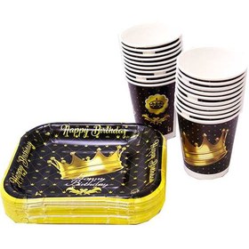 تصویر ظرف و لیوان ایرسا مدل Golden Crown بسته 20 عددی ایرسامارکت 