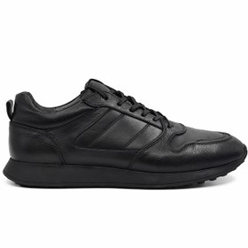 تصویر کفش اسپورت مردانه چرم تبریز مدل ZARA بنددار 2024 - مشکی / 4 Men's sport style shoes 2024