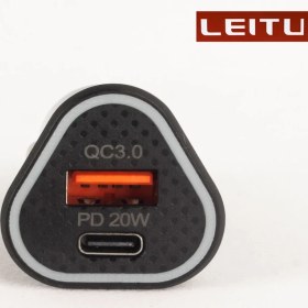 تصویر شارژر فندکی لیتو مدل LEITU LC-C14 به همراه کابل لایتنینگ (IOS) 