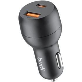 تصویر شارژر فندکی بودی مدل Budi CC108TB با خروجی USB و USB-C و توان 38 وات 